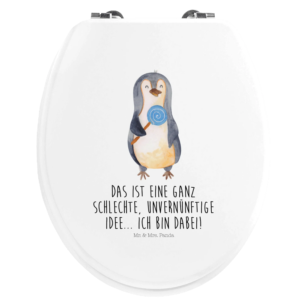 Motiv WC Sitz Pinguin Lolli Klobrille, Klodeckel, Toilettendeckel, WC-Sitz, Toilette, Pinguin, Pinguine, Lolli, Süßigkeiten, Blödsinn, Spruch, Rebell, Gauner, Ganove, Rabauke