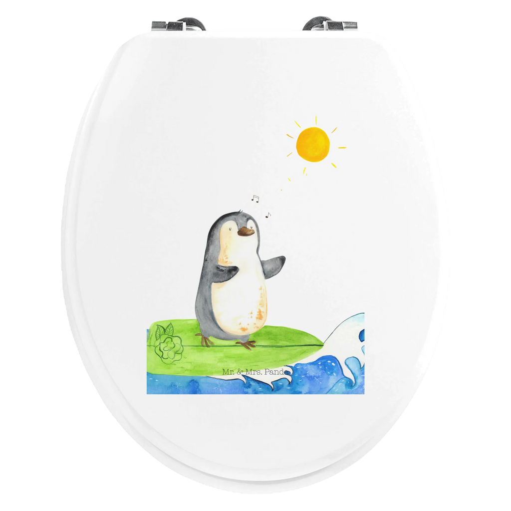 Motiv WC Sitz Pinguin Surfer Klobrille, Klodeckel, Toilettendeckel, WC-Sitz, Toilette, Pinguin, Pinguine, surfen, Surfer, Hawaii, Urlaub, Wellen, Wellen reiten, Portugal