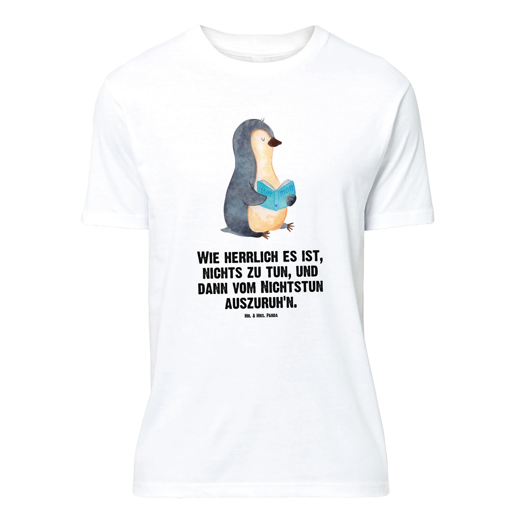 T-Shirt Standard Pinguin Buch T-Shirt, Shirt, Tshirt, Lustiges T-Shirt, T-Shirt mit Spruch, Party, Junggesellenabschied, Jubiläum, Geburstag, Herrn, Damen, Männer, Frauen, Schlafshirt, Nachthemd, Sprüche, Pinguin, Pinguine, Buch, Lesen, Bücherwurm, Nichtstun, Faulenzen, Ferien, Urlaub, Freizeit