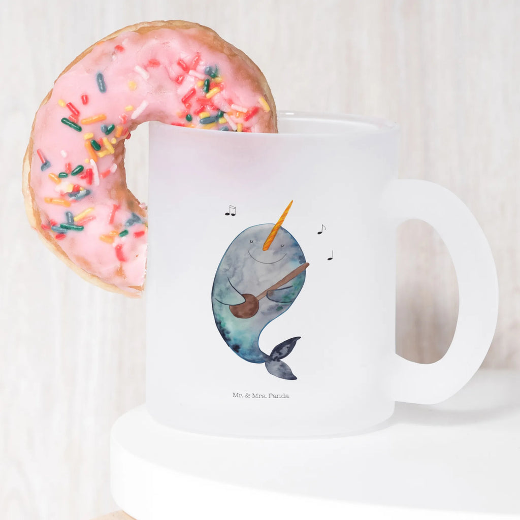 Teetasse Narwal Gitarre Teetasse, Teeglas, Teebecher, Tasse mit Henkel, Tasse, Glas Teetasse, Teetasse aus Glas, Meerestiere, Meer, Urlaub, Narwal, Wal, Tanzen, Probleme, Problemlösung, Frust, Gespräche, Gitarre