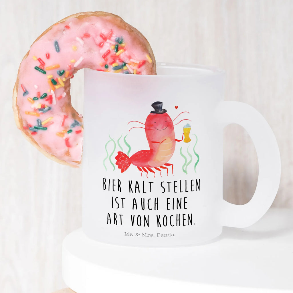 Teetasse Hummer mit Weizen Teetasse, Teeglas, Teebecher, Tasse mit Henkel, Tasse, Glas Teetasse, Teetasse aus Glas, Meerestiere, Meer, Urlaub, Garnele, Garnelen, Bier, Kochen, Männerhaushalt, Junggeselle, Junggesellin, Bierliebhaber, Kneipe, Gasthaus, Wirtschaft