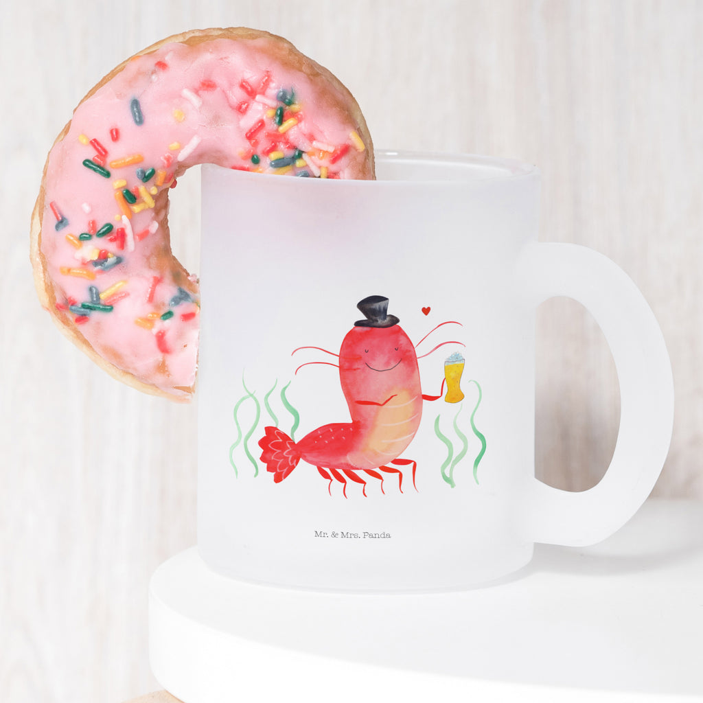 Teetasse Hummer mit Weizen Teetasse, Teeglas, Teebecher, Tasse mit Henkel, Tasse, Glas Teetasse, Teetasse aus Glas, Meerestiere, Meer, Urlaub, Garnele, Garnelen, Bier, Kochen, Männerhaushalt, Junggeselle, Junggesellin, Bierliebhaber, Kneipe, Gasthaus, Wirtschaft