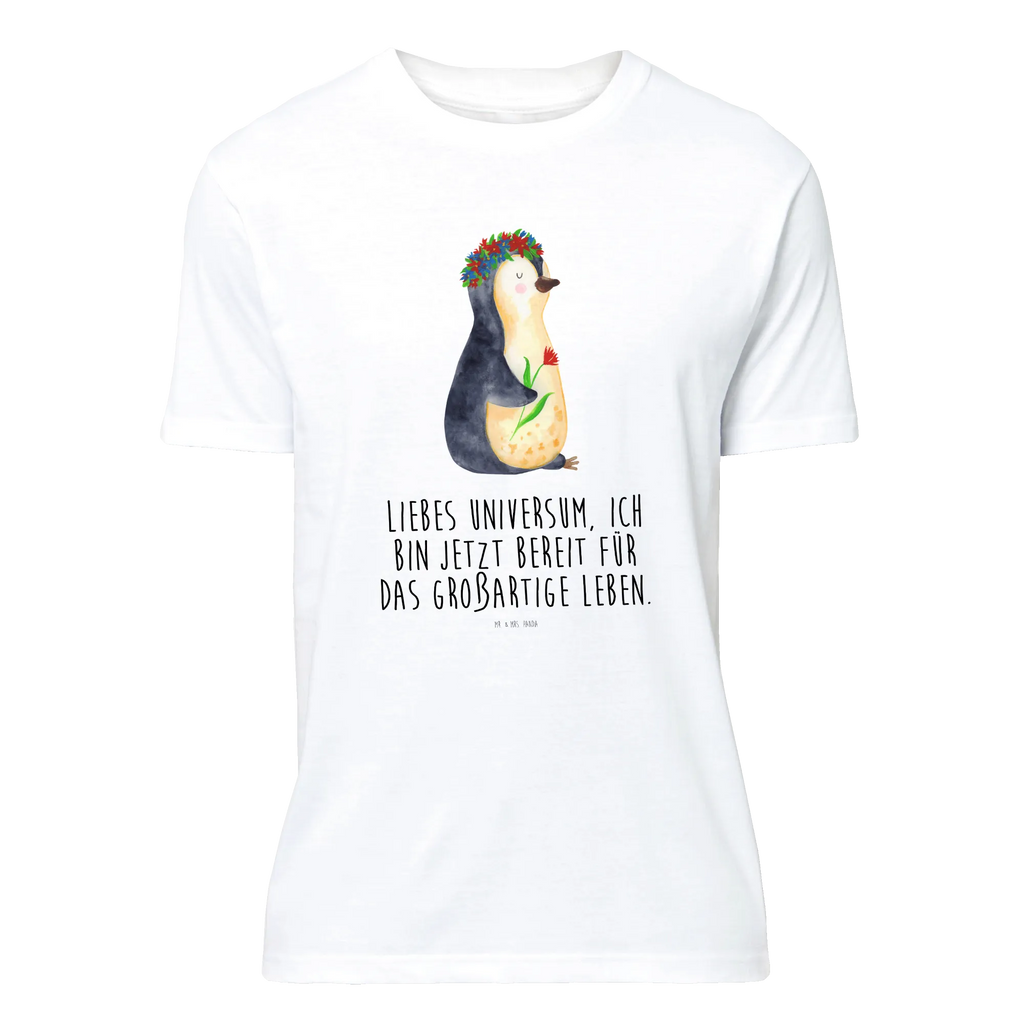 T-Shirt Standard Pinguin Blumenkranz T-Shirt, Shirt, Tshirt, Lustiges T-Shirt, T-Shirt mit Spruch, Party, Junggesellenabschied, Jubiläum, Geburstag, Herrn, Damen, Männer, Frauen, Schlafshirt, Nachthemd, Sprüche, Pinguin, Pinguine, Blumenkranz, Universum, Leben, Wünsche, Ziele, Lebensziele, Motivation, Lebenslust, Liebeskummer, Geschenkidee