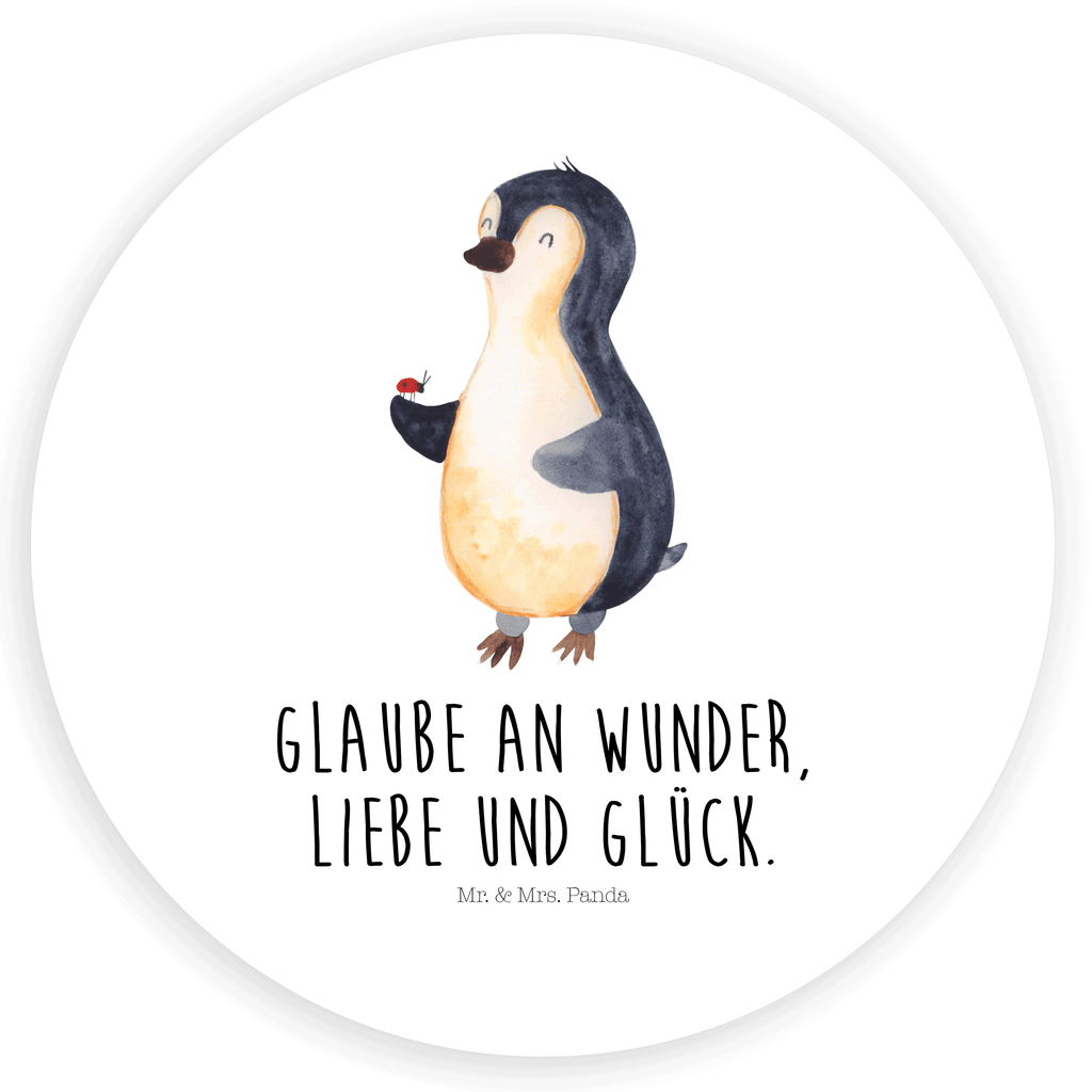 Rund Aufkleber Pinguin Marienkäfer Sticker, Aufkleber, Etikett, Pinguin, Pinguine, Marienkäfer, Liebe, Wunder, Glück, Freude, Lebensfreude