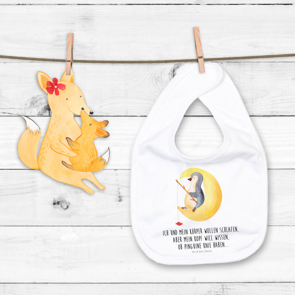 Organic Babylätzchen Pinguin Mond Baby, Lätzchen, Spucktuch, Sabberlätzchen, Klettlätzchen, Babygeschenk, Baby Lätzchen, Geschenk für Geburt, Geschenk zur Geburt, Baby Spucktuch, Babyausstattung, Geschenkidee für Babyparty, Pinguin, Pinguine, Spruch, schlafen, Nachtruhe, Einschlafen, Schlafzimmer, Schlafstörungen, Gästezimmer