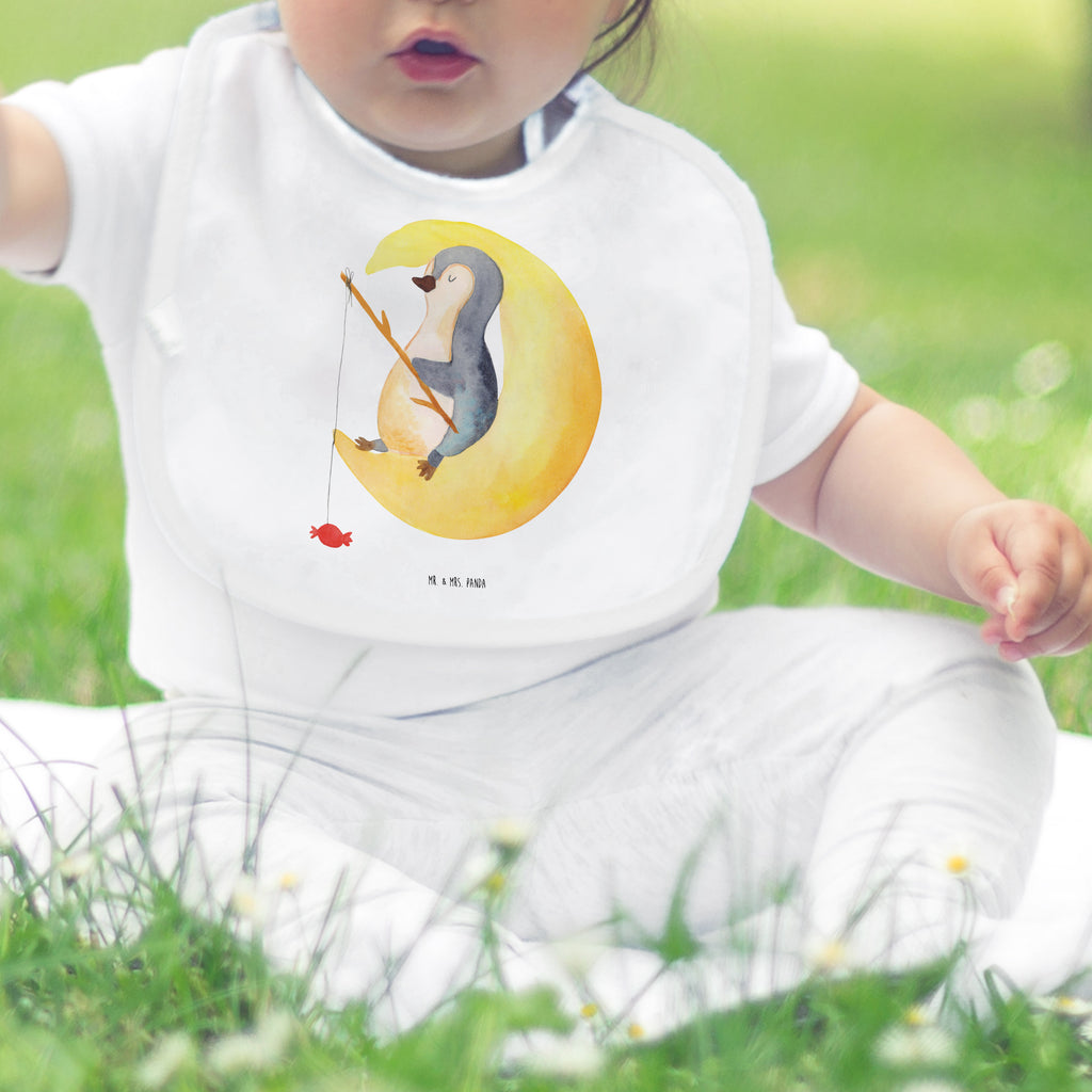 Organic Babylätzchen Pinguin Mond Baby, Lätzchen, Spucktuch, Sabberlätzchen, Klettlätzchen, Babygeschenk, Baby Lätzchen, Geschenk für Geburt, Geschenk zur Geburt, Baby Spucktuch, Babyausstattung, Geschenkidee für Babyparty, Pinguin, Pinguine, Spruch, schlafen, Nachtruhe, Einschlafen, Schlafzimmer, Schlafstörungen, Gästezimmer