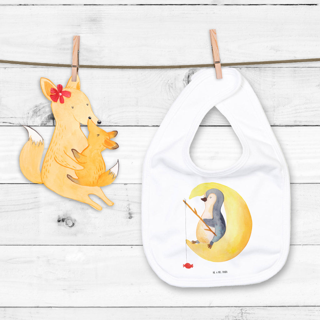 Organic Babylätzchen Pinguin Mond Baby, Lätzchen, Spucktuch, Sabberlätzchen, Klettlätzchen, Babygeschenk, Baby Lätzchen, Geschenk für Geburt, Geschenk zur Geburt, Baby Spucktuch, Babyausstattung, Geschenkidee für Babyparty, Pinguin, Pinguine, Spruch, schlafen, Nachtruhe, Einschlafen, Schlafzimmer, Schlafstörungen, Gästezimmer