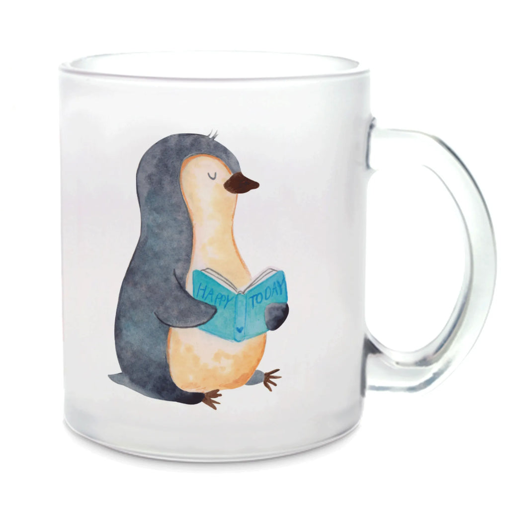 Teetasse Pinguin Buch Teetasse, Teeglas, Teebecher, Tasse mit Henkel, Tasse, Glas Teetasse, Teetasse aus Glas, Pinguin, Pinguine, Buch, Lesen, Bücherwurm, Nichtstun, Faulenzen, Ferien, Urlaub, Freizeit