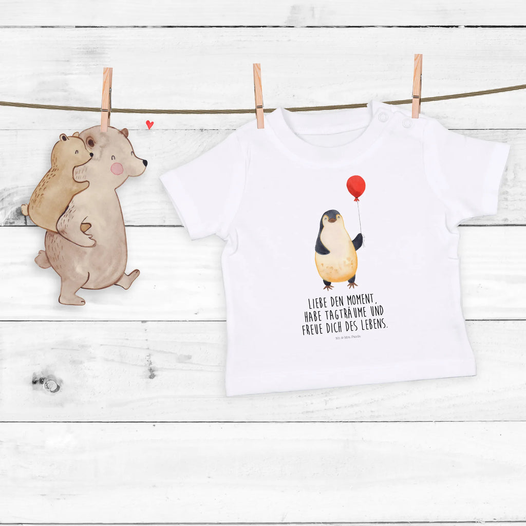 Organic Baby Shirt Pinguin Luftballon Baby T-Shirt, Jungen Baby T-Shirt, Mädchen Baby T-Shirt, Shirt, Pinguin, Pinguine, Luftballon, Tagträume, Lebenslust, Geschenk Freundin, Geschenkidee, beste Freundin, Motivation, Neustart, neues Leben, Liebe, Glück