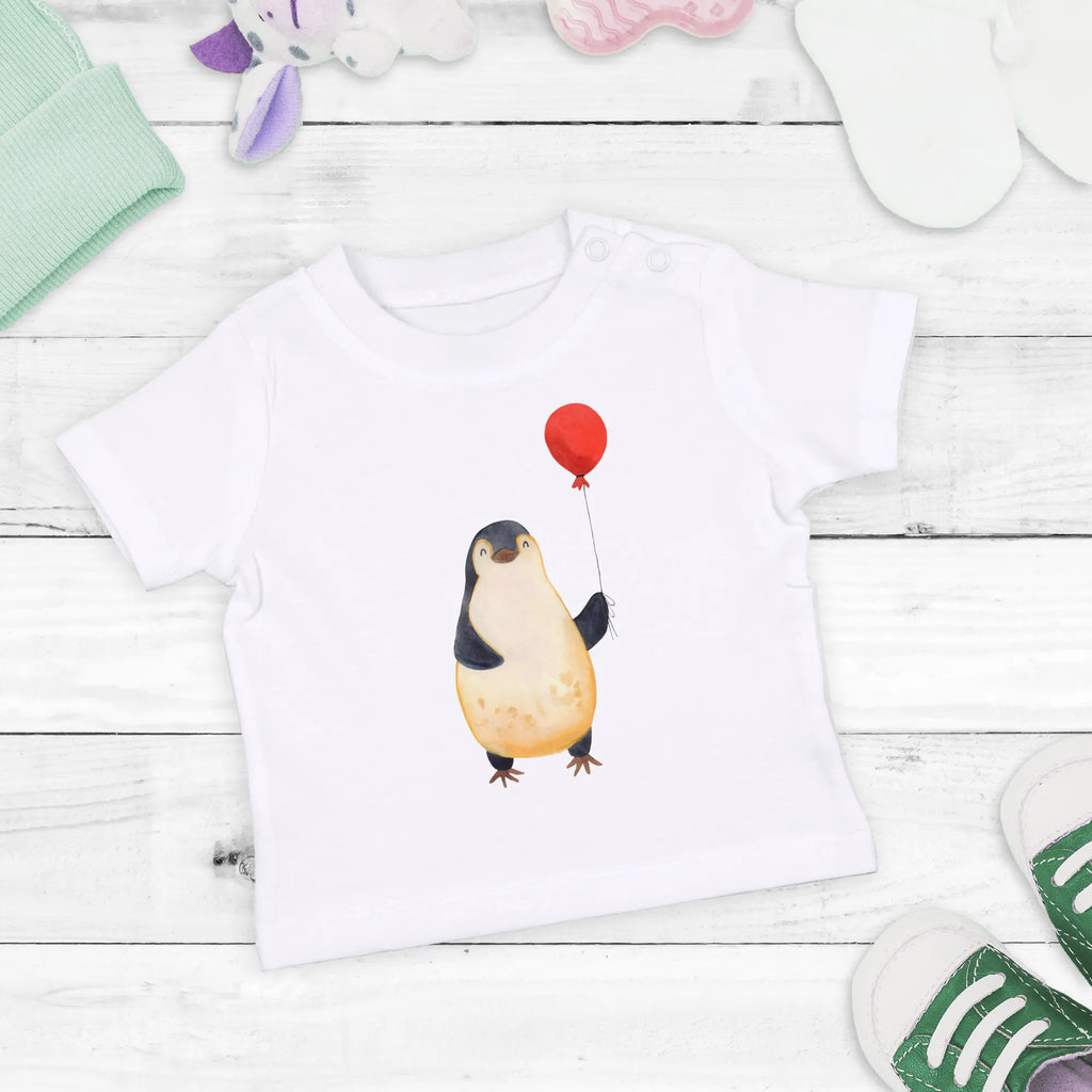 Organic Baby Shirt Pinguin Luftballon Baby T-Shirt, Jungen Baby T-Shirt, Mädchen Baby T-Shirt, Shirt, Pinguin, Pinguine, Luftballon, Tagträume, Lebenslust, Geschenk Freundin, Geschenkidee, beste Freundin, Motivation, Neustart, neues Leben, Liebe, Glück