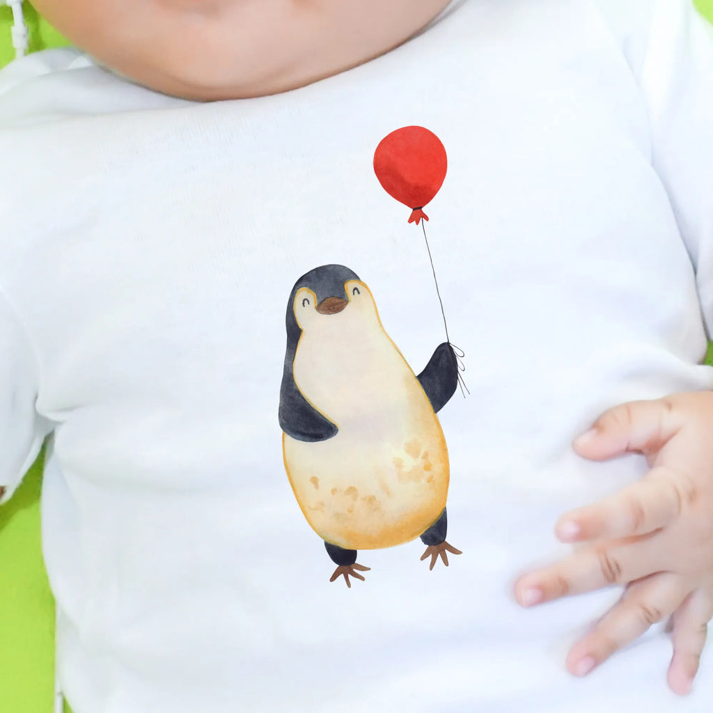 Organic Baby Shirt Pinguin Luftballon Baby T-Shirt, Jungen Baby T-Shirt, Mädchen Baby T-Shirt, Shirt, Pinguin, Pinguine, Luftballon, Tagträume, Lebenslust, Geschenk Freundin, Geschenkidee, beste Freundin, Motivation, Neustart, neues Leben, Liebe, Glück