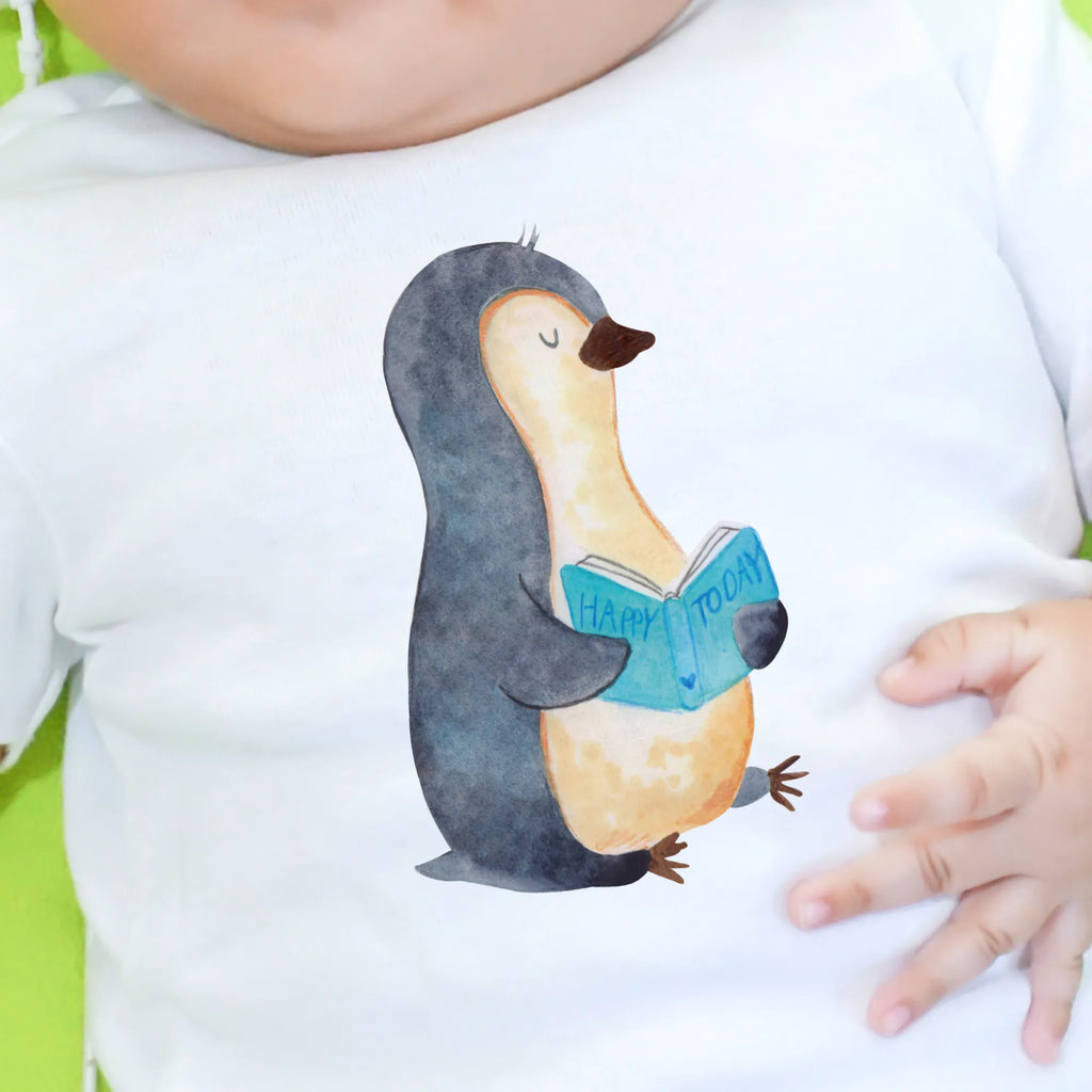 Organic Baby Shirt Pinguin Buch Baby T-Shirt, Jungen Baby T-Shirt, Mädchen Baby T-Shirt, Shirt, Pinguin, Pinguine, Buch, Lesen, Bücherwurm, Nichtstun, Faulenzen, Ferien, Urlaub, Freizeit