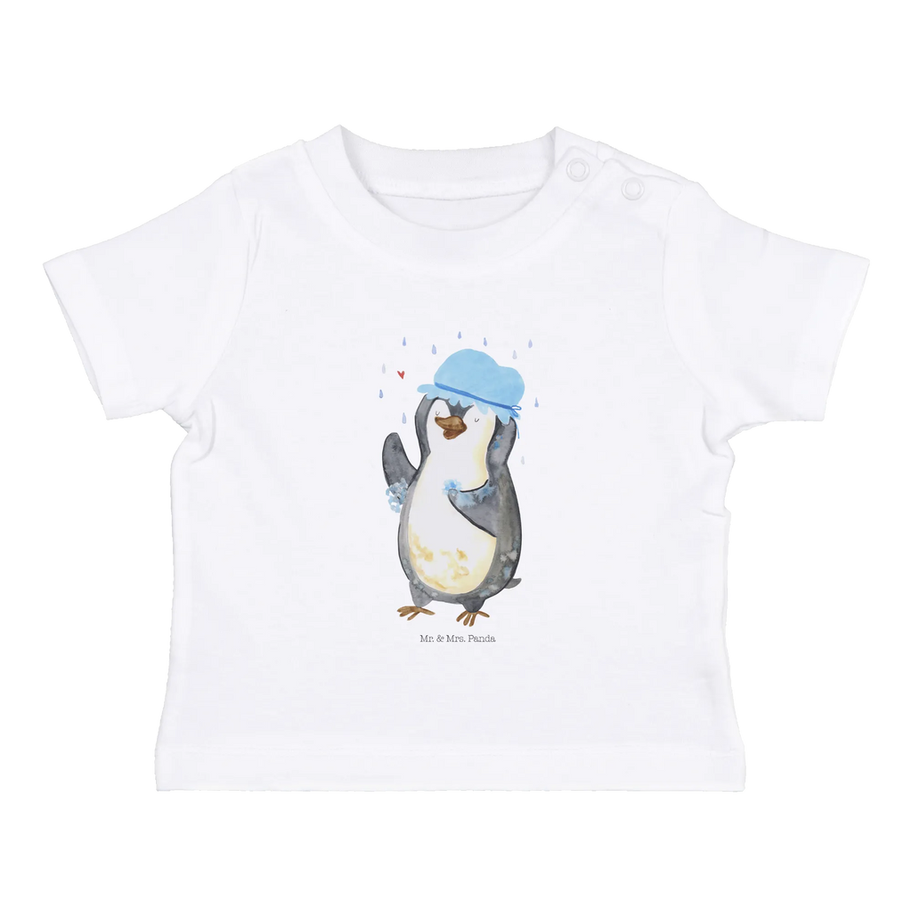 Organic Baby Shirt Pinguin Duschen Baby T-Shirt, Jungen Baby T-Shirt, Mädchen Baby T-Shirt, Shirt, Pinguin, Pinguine, Dusche, duschen, Lebensmotto, Motivation, Neustart, Neuanfang, glücklich sein