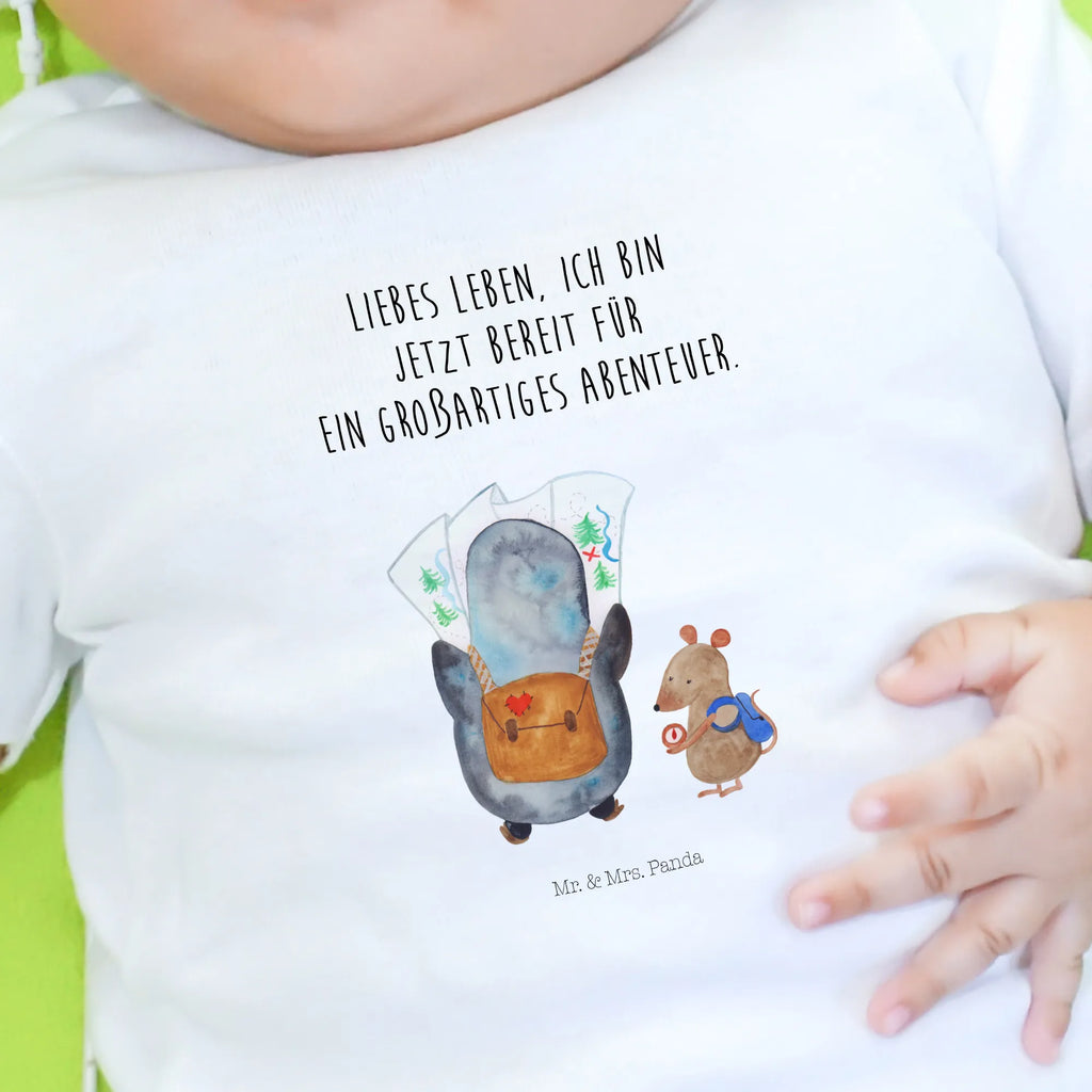 Organic Baby Shirt Pinguin & Maus Wanderer Baby T-Shirt, Jungen Baby T-Shirt, Mädchen Baby T-Shirt, Shirt, Pinguin, Pinguine, Abenteurer, Abenteuer, Roadtrip, Ausflug, Wanderlust, wandern