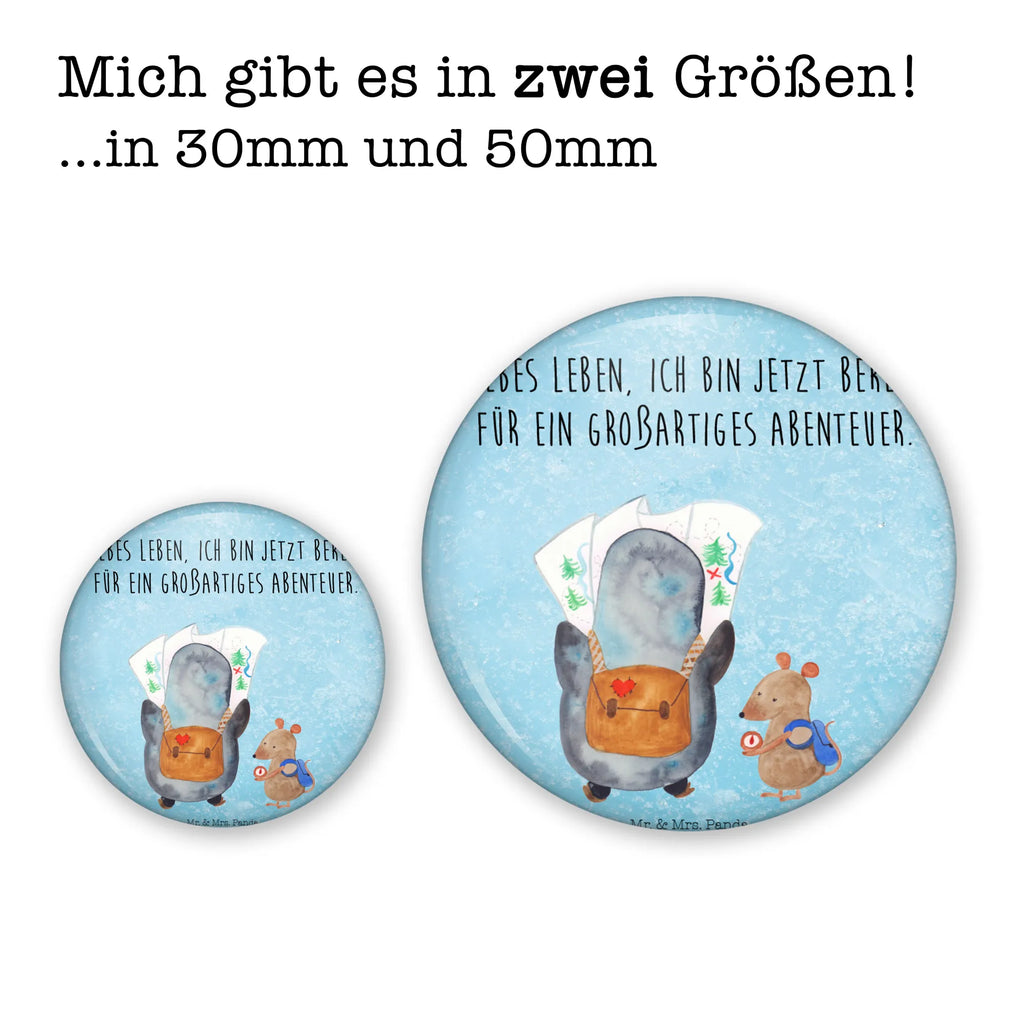 Button Pinguin & Maus Wanderer 50mm Button, Button, Pin, Anstecknadel, Pinguin, Pinguine, Abenteurer, Abenteuer, Roadtrip, Ausflug, Wanderlust, wandern