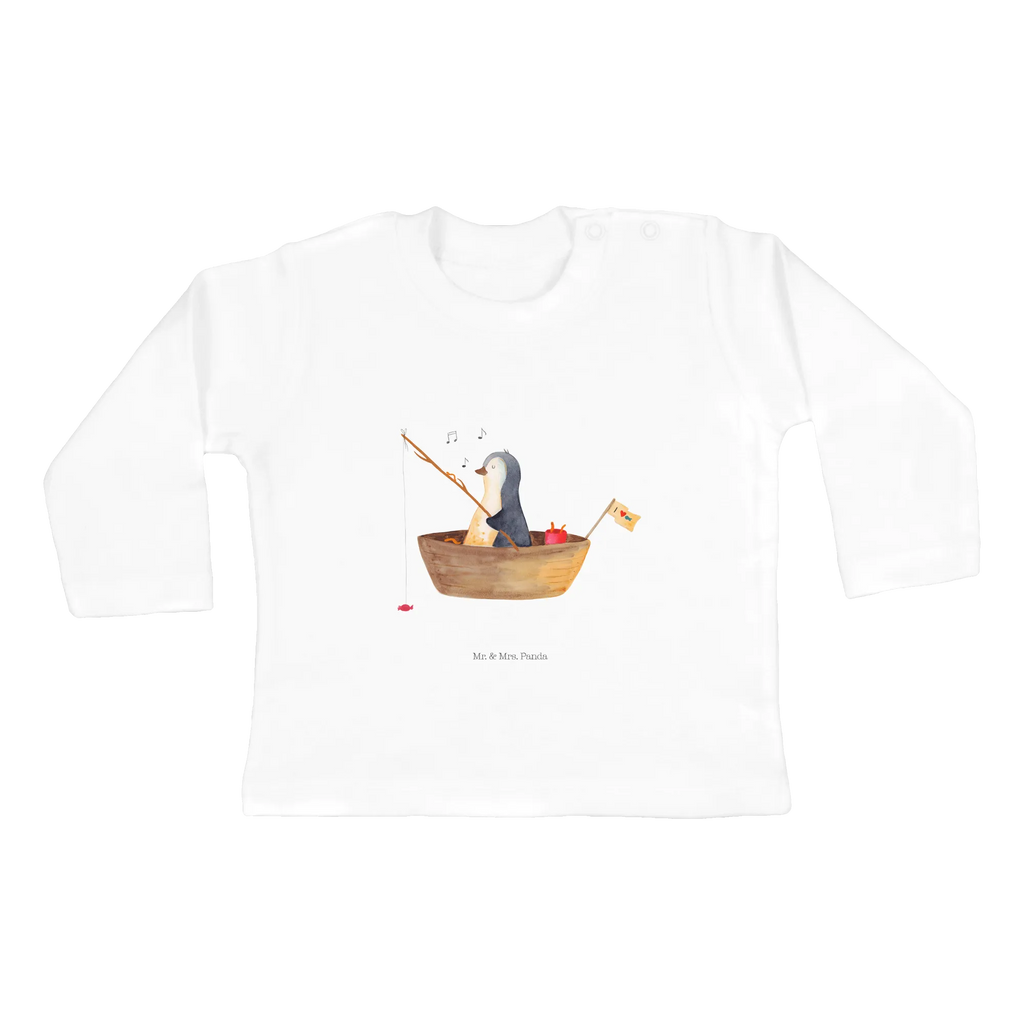 Baby Longsleeve Pinguin Angelboot Mädchen, Jungen, Baby, Langarm, Bio, Kleidung, Pinguin, Pinguine, Angeln, Boot, Angelboot, Lebenslust, Leben, genießen, Motivation, Neustart, Neuanfang, Trennung, Scheidung, Geschenkidee Liebeskummer