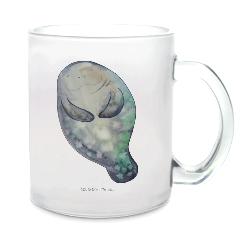 Teetasse Seekuh happy Teetasse, Teeglas, Teebecher, Tasse mit Henkel, Tasse, Glas Teetasse, Teetasse aus Glas, Meerestiere, Meer, Urlaub, Seekuh, Seekühe, Selbstliebe, Respekt, Neuanfang, Neustart, Achtsamkeit, Zufrieden, Liebeskummer, Freundin