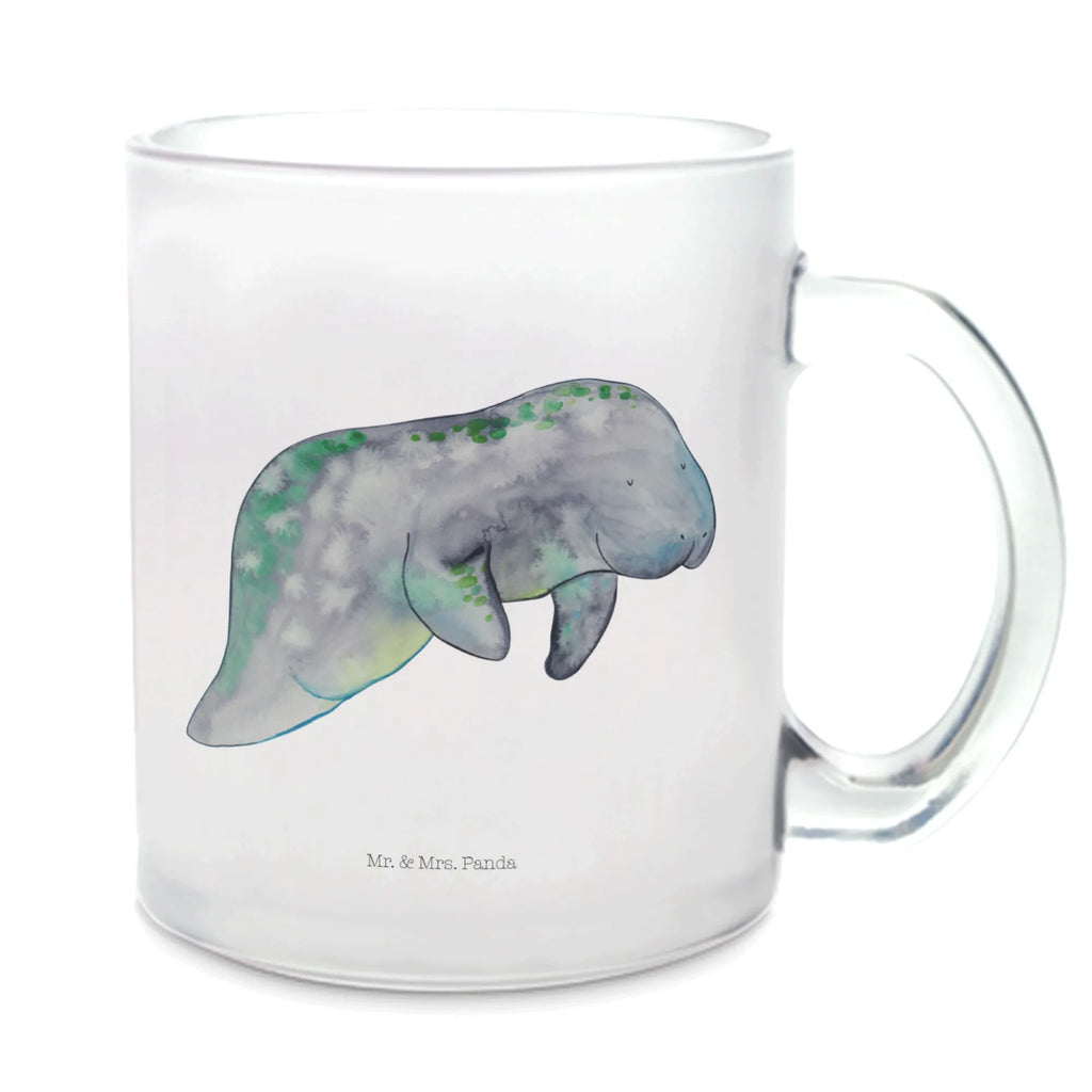 Teetasse Seekuh chillt Teetasse, Teeglas, Teebecher, Tasse mit Henkel, Tasse, Glas Teetasse, Teetasse aus Glas, Meerestiere, Meer, Urlaub, Seekuh, Seekühe, Diät, Abnehmen, Zucker, Diätwahn, Essen, Süßigkeiten