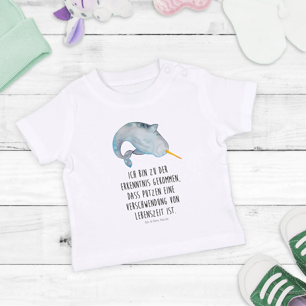 Organic Baby Shirt Narwal Baby T-Shirt, Jungen Baby T-Shirt, Mädchen Baby T-Shirt, Shirt, Meerestiere, Meer, Urlaub, Narwal, Wal, Putzen, Hausfrau, Junggesellin, aufräumen, Kinderzimmer