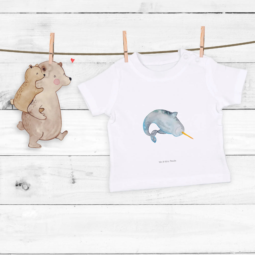 Organic Baby Shirt Narwal Baby T-Shirt, Jungen Baby T-Shirt, Mädchen Baby T-Shirt, Shirt, Meerestiere, Meer, Urlaub, Narwal, Wal, Putzen, Hausfrau, Junggesellin, aufräumen, Kinderzimmer