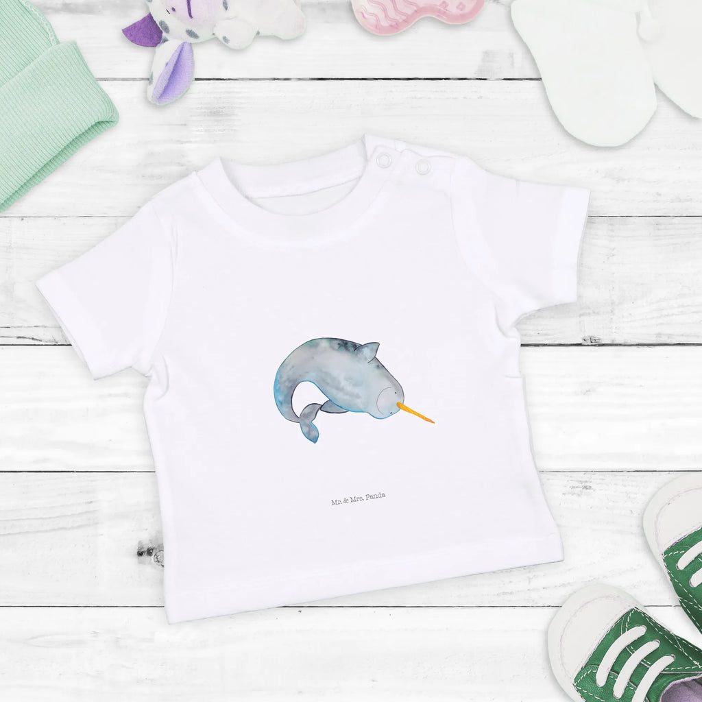 Organic Baby Shirt Narwal Baby T-Shirt, Jungen Baby T-Shirt, Mädchen Baby T-Shirt, Shirt, Meerestiere, Meer, Urlaub, Narwal, Wal, Putzen, Hausfrau, Junggesellin, aufräumen, Kinderzimmer