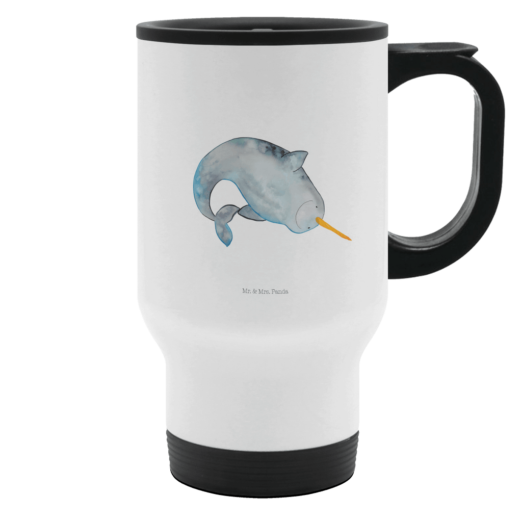 Thermobecher Narwal Thermobecher, To Go Becher, Thermotasse, Kaffeebecher, Isolierbecher, Thermobecher To Go, Warmhaltetasse, Edelstahlbecher, Reisebecher, Tasse mit Deckel, Thermobecher für 400 ml, Kaffeetasse zum Mitnehmen, Tasse zum Mitnehmen, Spülmaschinenfest, Meerestiere, Meer, Urlaub, Narwal, Wal, Putzen, Hausfrau, Junggesellin, aufräumen, Kinderzimmer