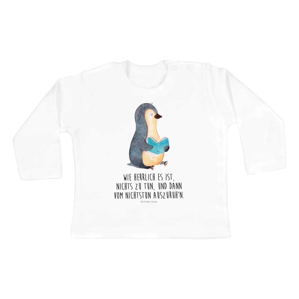 Baby Longsleeve Pinguin Buch Mädchen, Jungen, Baby, Langarm, Bio, Kleidung, Pinguin, Pinguine, Buch, Lesen, Bücherwurm, Nichtstun, Faulenzen, Ferien, Urlaub, Freizeit