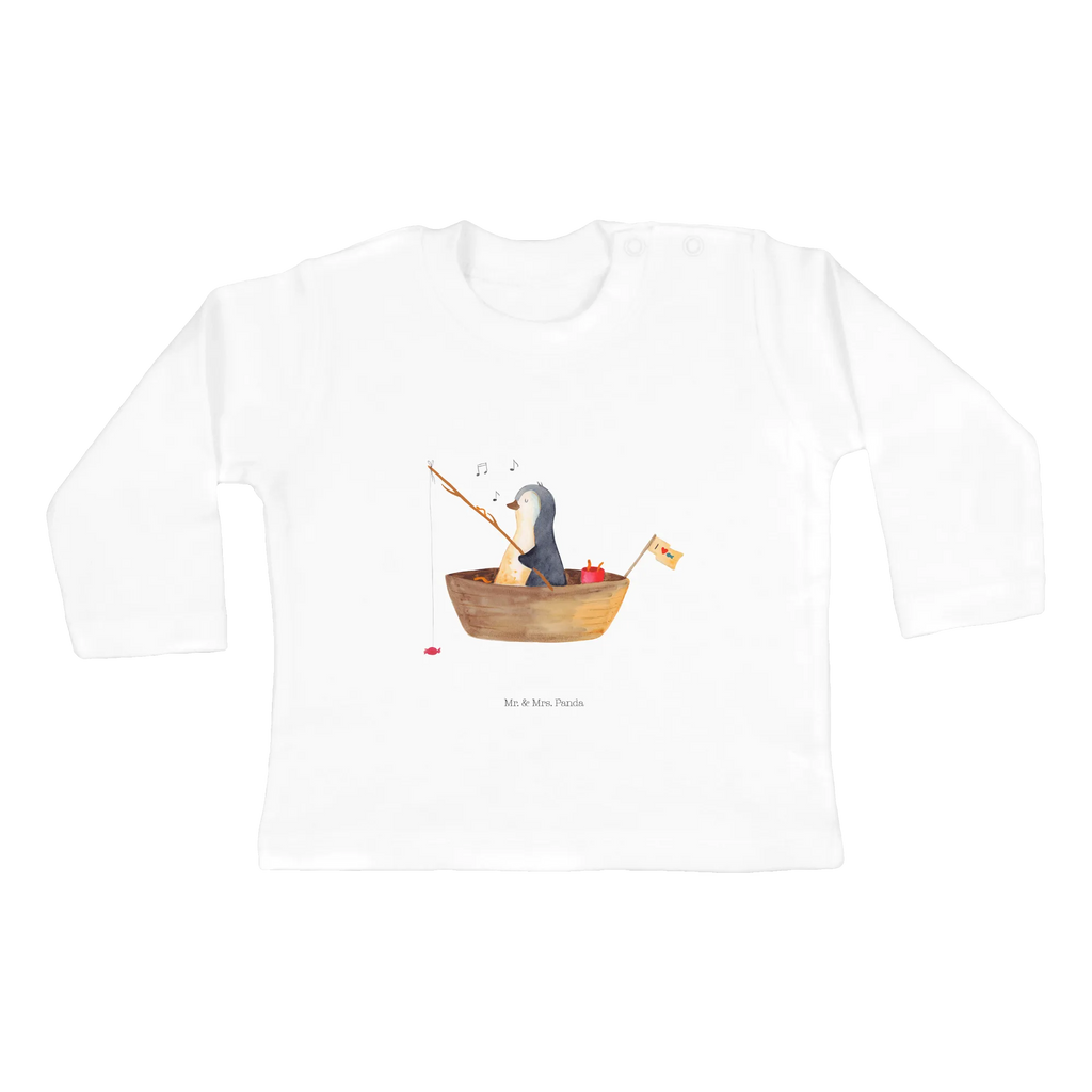 Baby Longsleeve Pinguin Angelboot Mädchen, Jungen, Baby, Langarm, Bio, Kleidung, Pinguin, Pinguine, Angeln, Boot, Angelboot, Lebenslust, Leben, genießen, Motivation, Neustart, Neuanfang, Trennung, Scheidung, Geschenkidee Liebeskummer