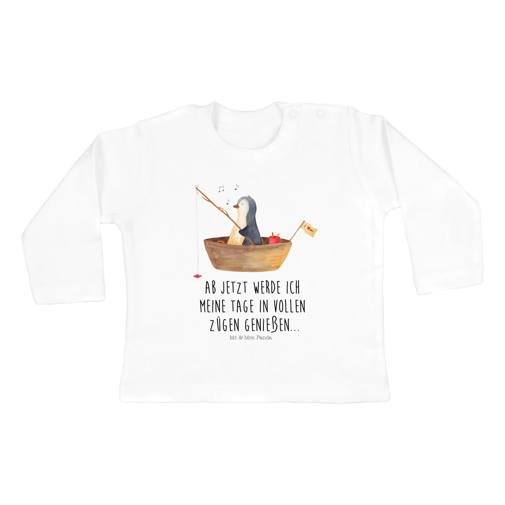 Baby Longsleeve Pinguin Angelboot Mädchen, Jungen, Baby, Langarm, Bio, Kleidung, Pinguin, Pinguine, Angeln, Boot, Angelboot, Lebenslust, Leben, genießen, Motivation, Neustart, Neuanfang, Trennung, Scheidung, Geschenkidee Liebeskummer