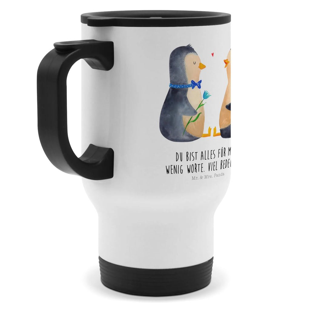 Thermobecher Pinguin Pärchen Thermobecher, To Go Becher, Thermotasse, Kaffeebecher, Isolierbecher, Thermobecher To Go, Warmhaltetasse, Edelstahlbecher, Reisebecher, Tasse mit Deckel, Thermobecher für 400 ml, Kaffeetasse zum Mitnehmen, Tasse zum Mitnehmen, Spülmaschinenfest, Pinguin, Pinguine, Liebe, Liebespaar, Liebesbeweis, Liebesgeschenk, Verlobung, Jahrestag, Hochzeitstag, Hochzeit, Hochzeitsgeschenk, große Liebe, Traumpaar