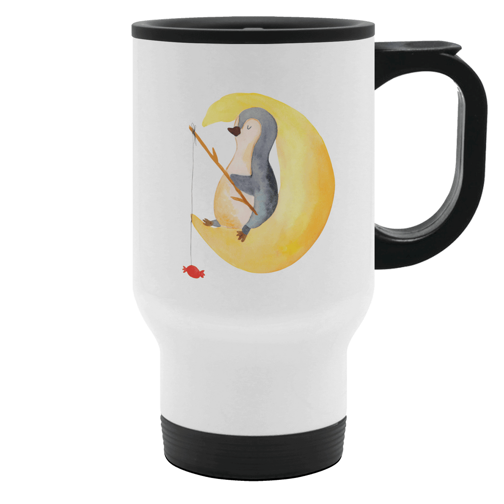 Thermobecher Pinguin Mond Thermobecher, To Go Becher, Thermotasse, Kaffeebecher, Isolierbecher, Thermobecher To Go, Warmhaltetasse, Edelstahlbecher, Reisebecher, Tasse mit Deckel, Thermobecher für 400 ml, Kaffeetasse zum Mitnehmen, Tasse zum Mitnehmen, Spülmaschinenfest, Pinguin, Pinguine, Spruch, schlafen, Nachtruhe, Einschlafen, Schlafzimmer, Schlafstörungen, Gästezimmer