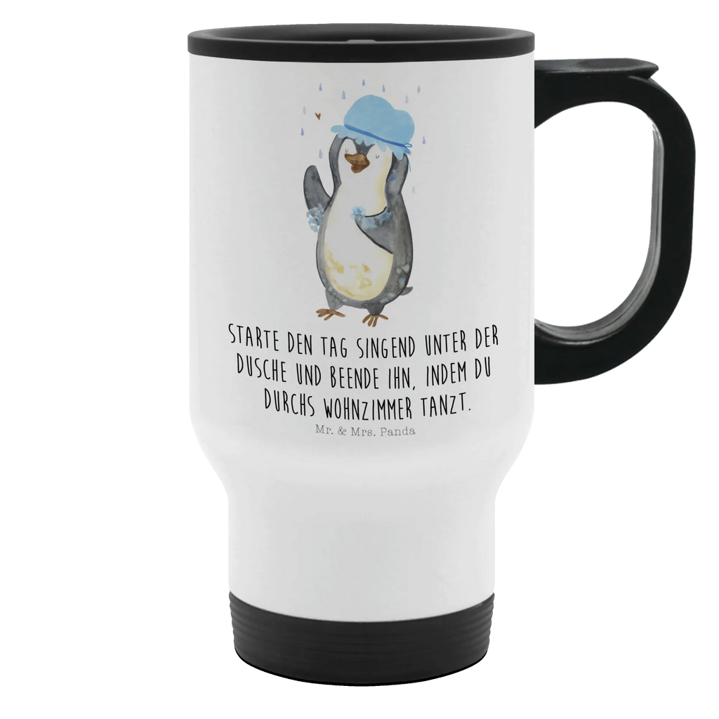 Thermobecher Pinguin Duschen Thermobecher, To Go Becher, Thermotasse, Kaffeebecher, Isolierbecher, Thermobecher To Go, Warmhaltetasse, Edelstahlbecher, Reisebecher, Tasse mit Deckel, Thermobecher für 400 ml, Kaffeetasse zum Mitnehmen, Tasse zum Mitnehmen, Spülmaschinenfest, Pinguin, Pinguine, Dusche, duschen, Lebensmotto, Motivation, Neustart, Neuanfang, glücklich sein