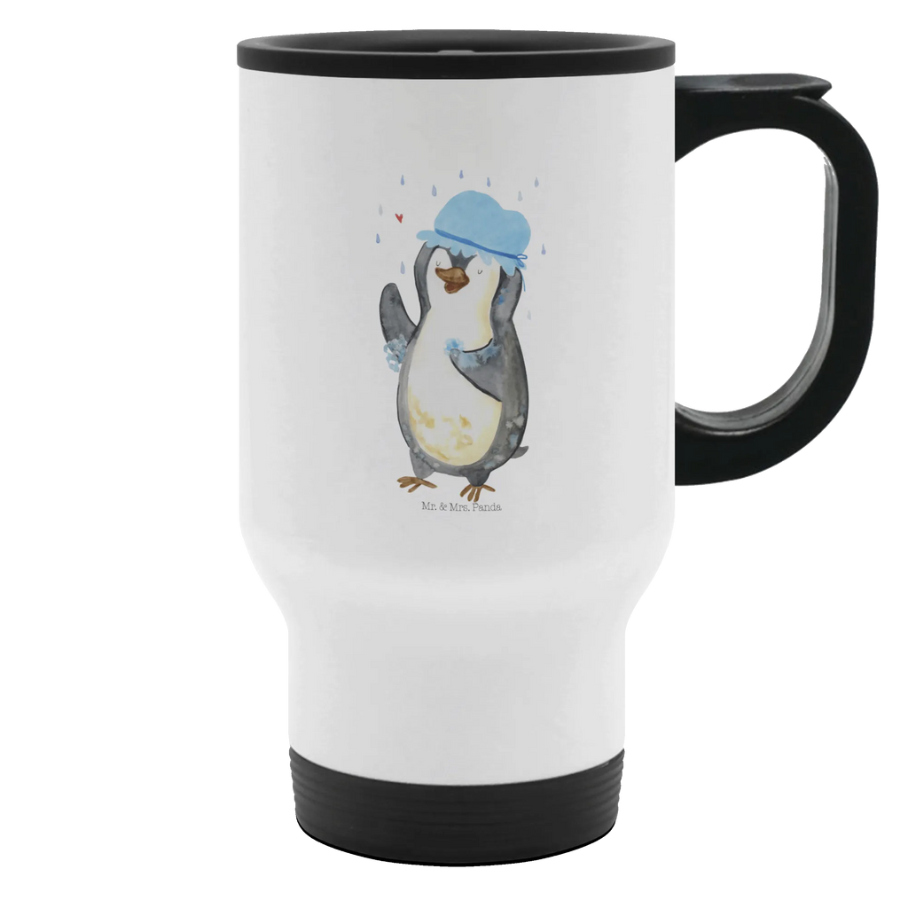 Thermobecher Pinguin Duschen Thermobecher, To Go Becher, Thermotasse, Kaffeebecher, Isolierbecher, Thermobecher To Go, Warmhaltetasse, Edelstahlbecher, Reisebecher, Tasse mit Deckel, Thermobecher für 400 ml, Kaffeetasse zum Mitnehmen, Tasse zum Mitnehmen, Spülmaschinenfest, Pinguin, Pinguine, Dusche, duschen, Lebensmotto, Motivation, Neustart, Neuanfang, glücklich sein