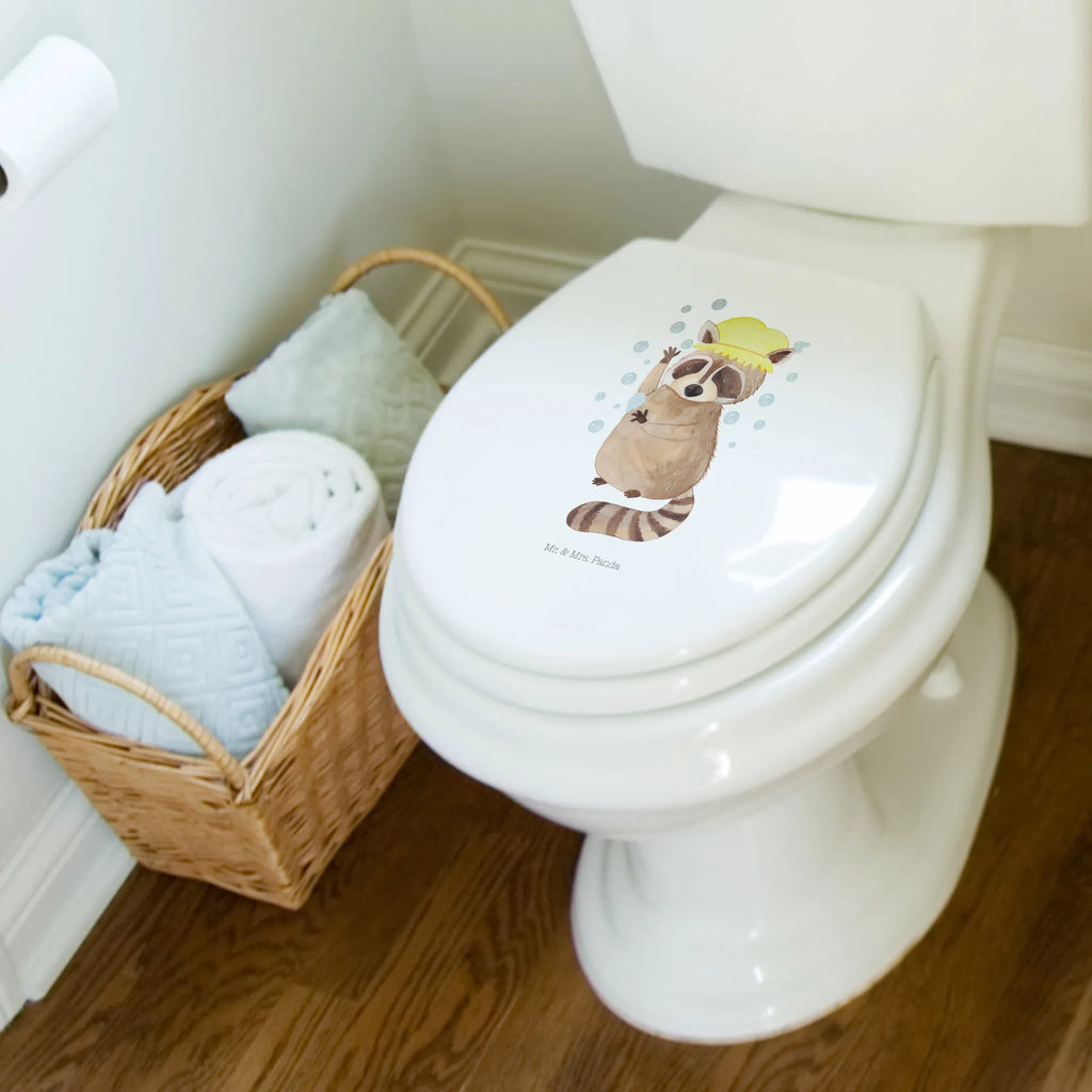 Motiv WC Sitz Waschbär Klobrille, Klodeckel, Toilettendeckel, WC-Sitz, Toilette, Tiermotive, Gute Laune, lustige Sprüche, Tiere, Waschbär, Tagträumen, Plan, Fröhlich, waschen, Seifenblasen