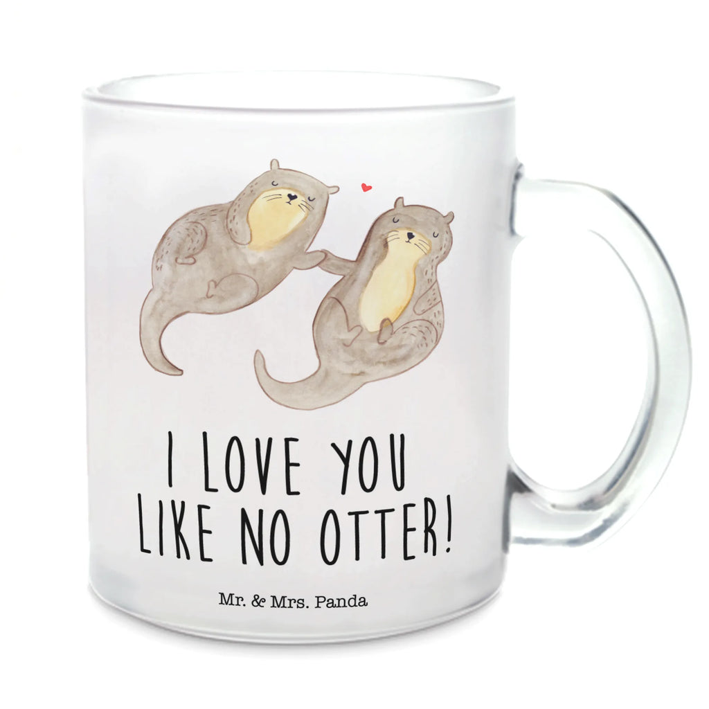 Teetasse Otter händchenhaltend Teetasse, Teeglas, Teebecher, Tasse mit Henkel, Tasse, Glas Teetasse, Teetasse aus Glas, Otter, Fischotter, Seeotter, Otter Seeotter See Otter