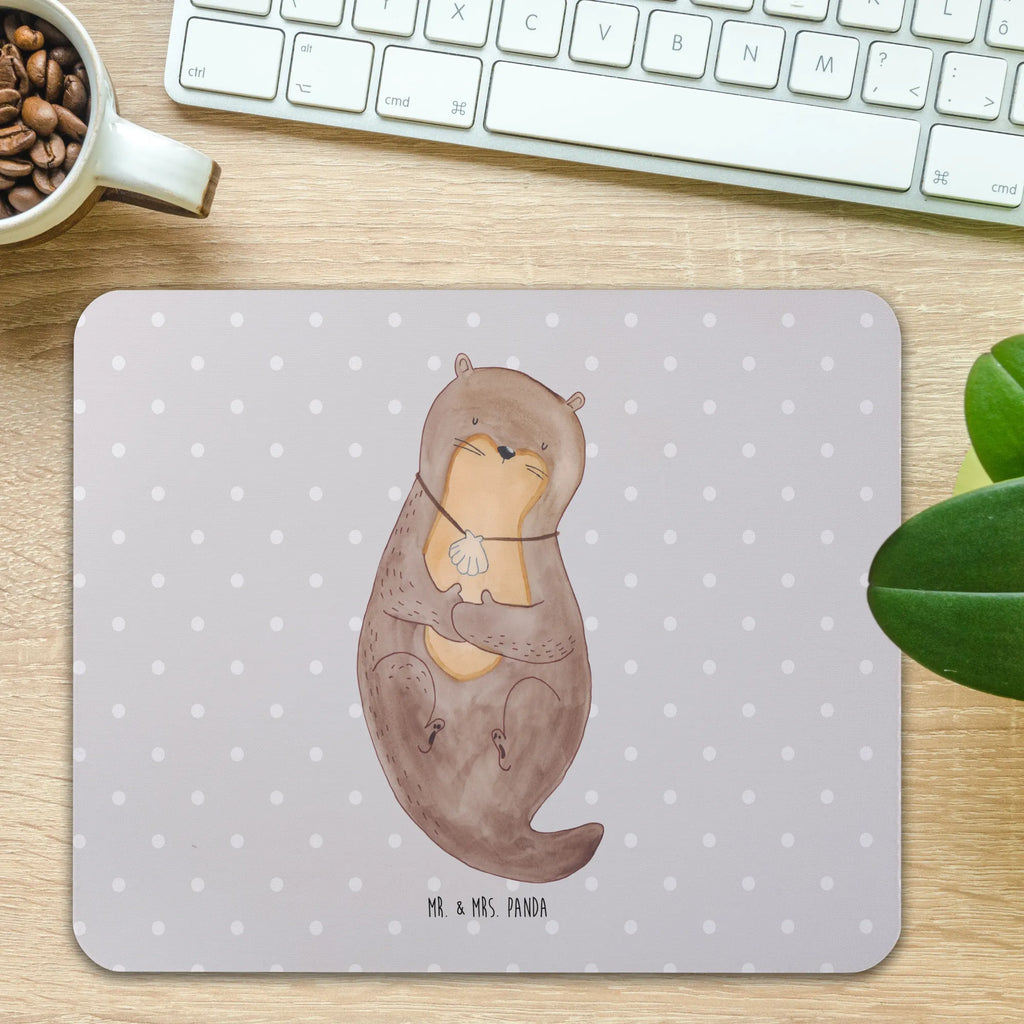 Mauspad Otter mit Muschelmedaillon Mousepad, Computer zubehör, Büroausstattung, PC Zubehör, Arbeitszimmer, Mauspad, Einzigartiges Mauspad, Designer Mauspad, Mausunterlage, Mauspad Büro, Otter, Fischotter, Seeotter, Otterliebe, grübeln, träumen, Motivation, Tagträumen, Büro