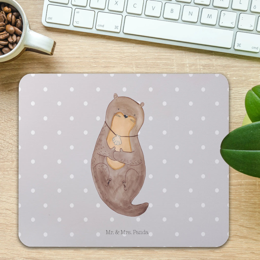 Mauspad Otter mit Muschelmedaillon Mousepad, Computer zubehör, Büroausstattung, PC Zubehör, Arbeitszimmer, Mauspad, Einzigartiges Mauspad, Designer Mauspad, Mausunterlage, Mauspad Büro, Otter, Fischotter, Seeotter, Otterliebe, grübeln, träumen, Motivation, Tagträumen, Büro