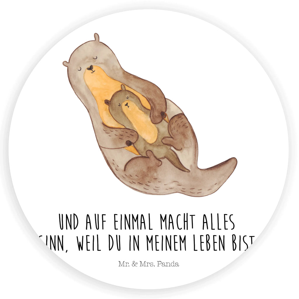 Rund Aufkleber Otter mit Kind Sticker, Aufkleber, Etikett, Otter, Fischotter, Seeotter, Otter Seeotter See Otter