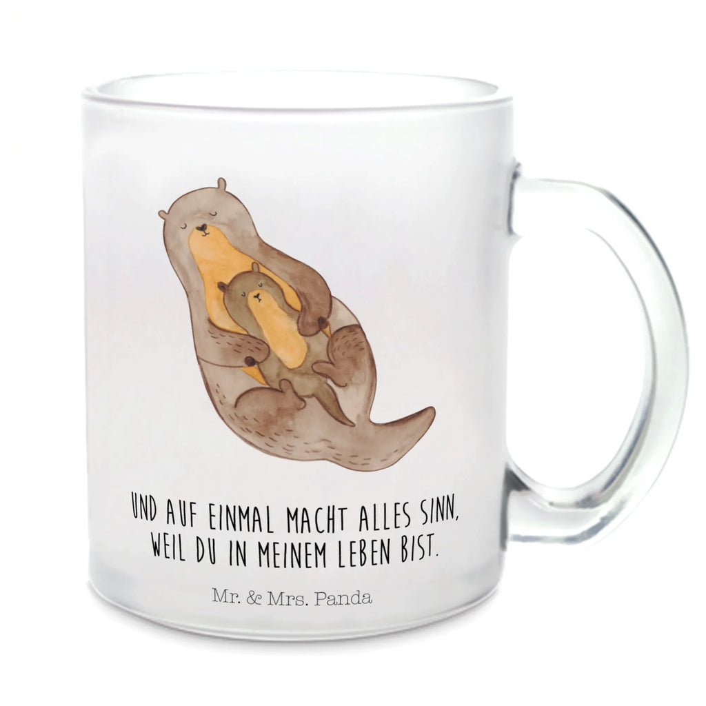 Teetasse Otter mit Kind Teetasse, Teeglas, Teebecher, Tasse mit Henkel, Tasse, Glas Teetasse, Teetasse aus Glas, Otter, Fischotter, Seeotter, Otter Seeotter See Otter