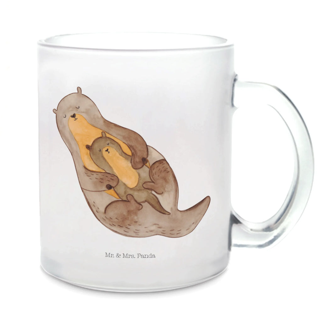 Teetasse Otter mit Kind Teetasse, Teeglas, Teebecher, Tasse mit Henkel, Tasse, Glas Teetasse, Teetasse aus Glas, Otter, Fischotter, Seeotter, Otter Seeotter See Otter