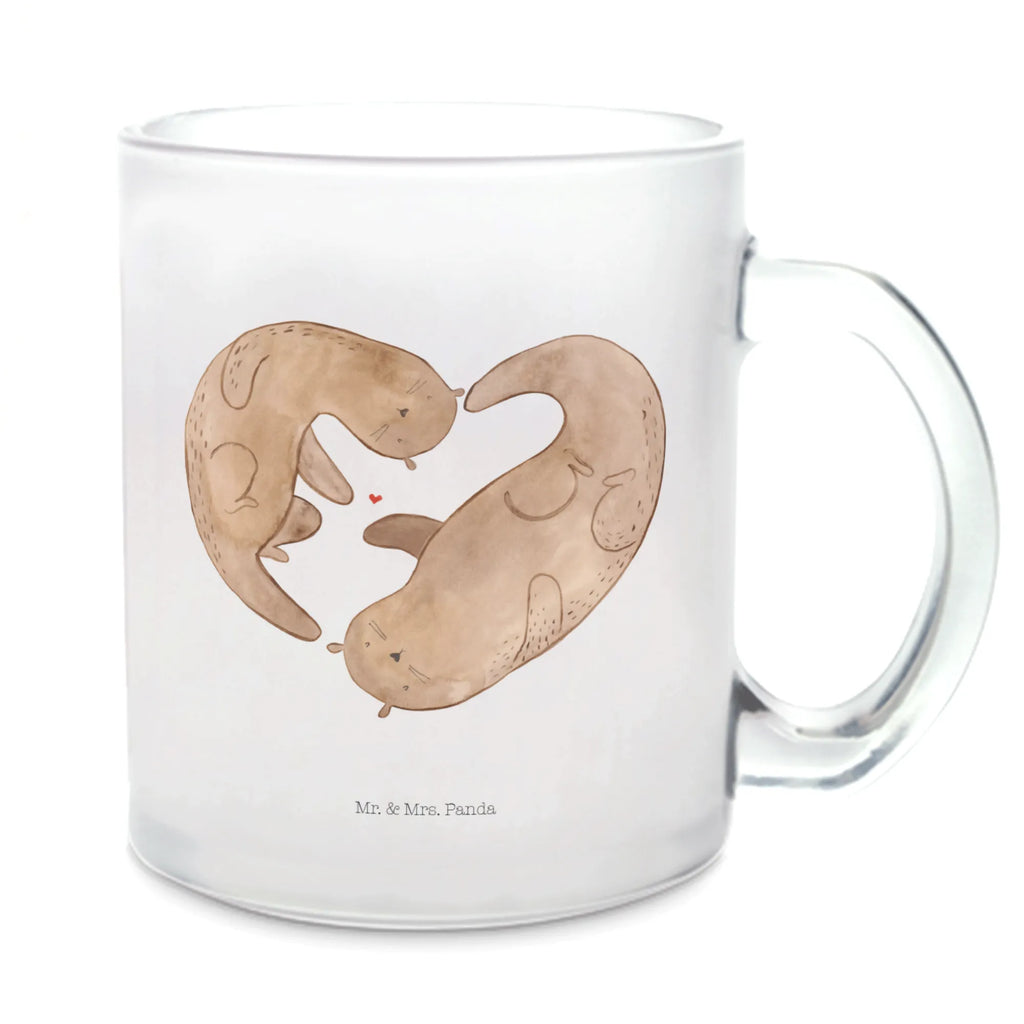 Teetasse Otter Herz Teetasse, Teeglas, Teebecher, Tasse mit Henkel, Tasse, Glas Teetasse, Teetasse aus Glas, Otter, Fischotter, Seeotter, Liebe, Herz, Liebesbeweis, Liebesgeschenk, Bessere Hälfte, Love you, Jahrestag, Hochzeitstag, Verlobung, gemeinsames Leben