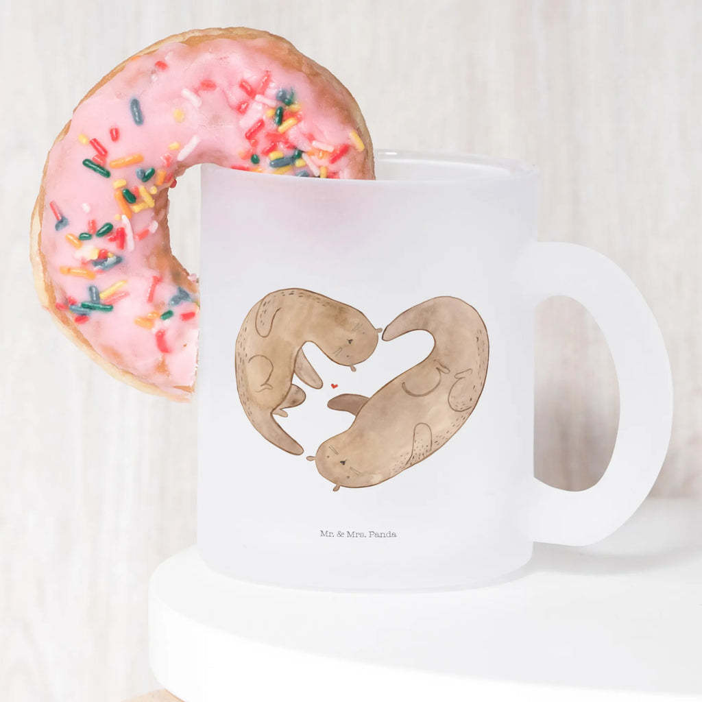 Teetasse Otter Herz Teetasse, Teeglas, Teebecher, Tasse mit Henkel, Tasse, Glas Teetasse, Teetasse aus Glas, Otter, Fischotter, Seeotter, Liebe, Herz, Liebesbeweis, Liebesgeschenk, Bessere Hälfte, Love you, Jahrestag, Hochzeitstag, Verlobung, gemeinsames Leben