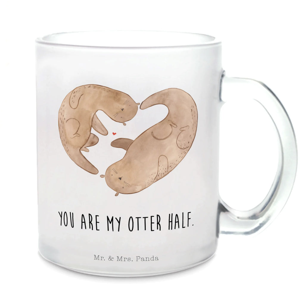 Teetasse Otter Herz Teetasse, Teeglas, Teebecher, Tasse mit Henkel, Tasse, Glas Teetasse, Teetasse aus Glas, Otter, Fischotter, Seeotter, Liebe, Herz, Liebesbeweis, Liebesgeschenk, Bessere Hälfte, Love you, Jahrestag, Hochzeitstag, Verlobung, gemeinsames Leben