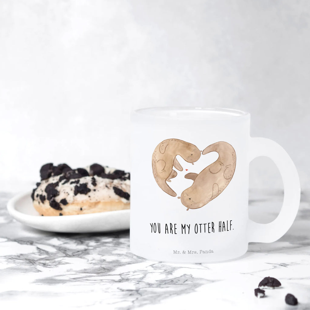 Teetasse Otter Herz Teetasse, Teeglas, Teebecher, Tasse mit Henkel, Tasse, Glas Teetasse, Teetasse aus Glas, Otter, Fischotter, Seeotter, Liebe, Herz, Liebesbeweis, Liebesgeschenk, Bessere Hälfte, Love you, Jahrestag, Hochzeitstag, Verlobung, gemeinsames Leben