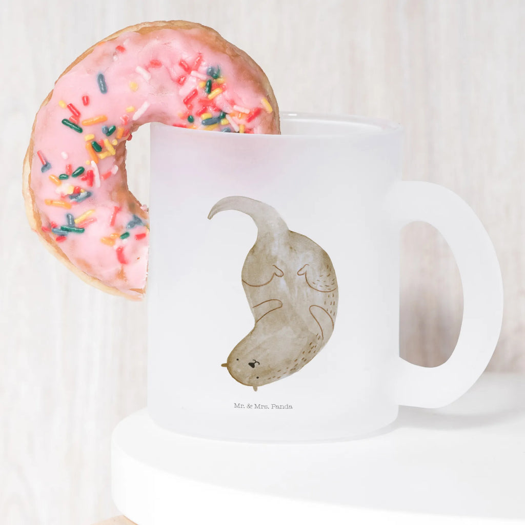 Teetasse Otter kopfüber Teetasse, Teeglas, Teebecher, Tasse mit Henkel, Tasse, Glas Teetasse, Teetasse aus Glas, Otter, Fischotter, Seeotter, Otter Seeotter See Otter