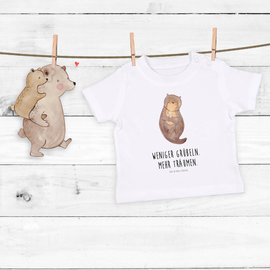 Organic Baby Shirt Otter Muschel Baby T-Shirt, Jungen Baby T-Shirt, Mädchen Baby T-Shirt, Shirt, Otter, Fischotter, Seeotter, Otterliebe, grübeln, träumen, Motivation, Tagträumen, Büro