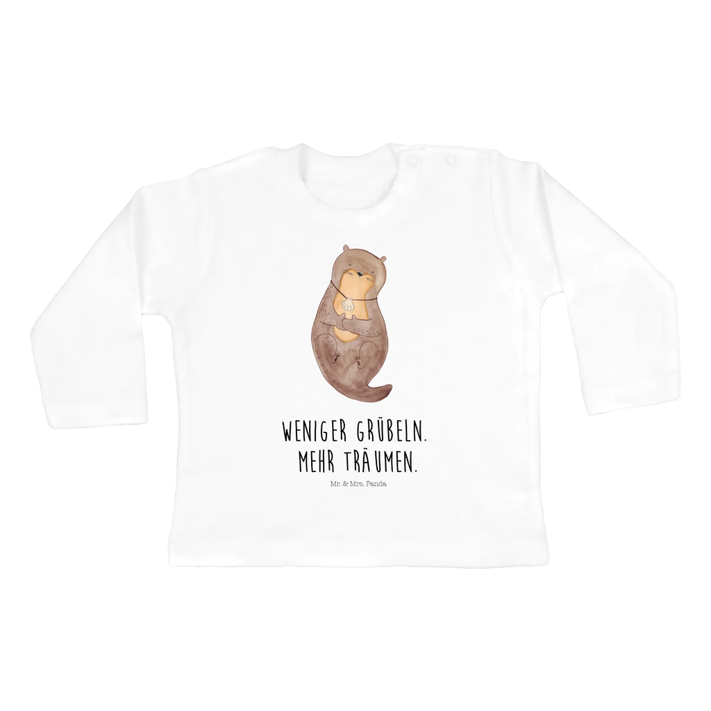 Baby Longsleeve Otter mit Muschelmedaillon Mädchen, Jungen, Baby, Langarm, Bio, Kleidung, Otter, Fischotter, Seeotter, Otterliebe, grübeln, träumen, Motivation, Tagträumen, Büro