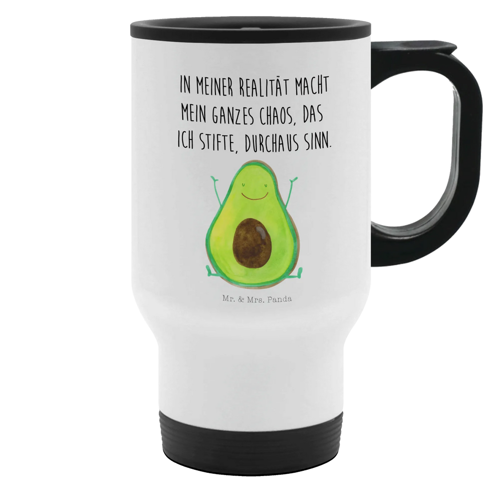 Thermobecher Avocado Happy Thermobecher, To Go Becher, Thermotasse, Kaffeebecher, Isolierbecher, Thermobecher To Go, Warmhaltetasse, Edelstahlbecher, Reisebecher, Tasse mit Deckel, Thermobecher für 400 ml, Kaffeetasse zum Mitnehmen, Tasse zum Mitnehmen, Spülmaschinenfest, Avocado, Veggie, Vegan, Gesund, Chaos