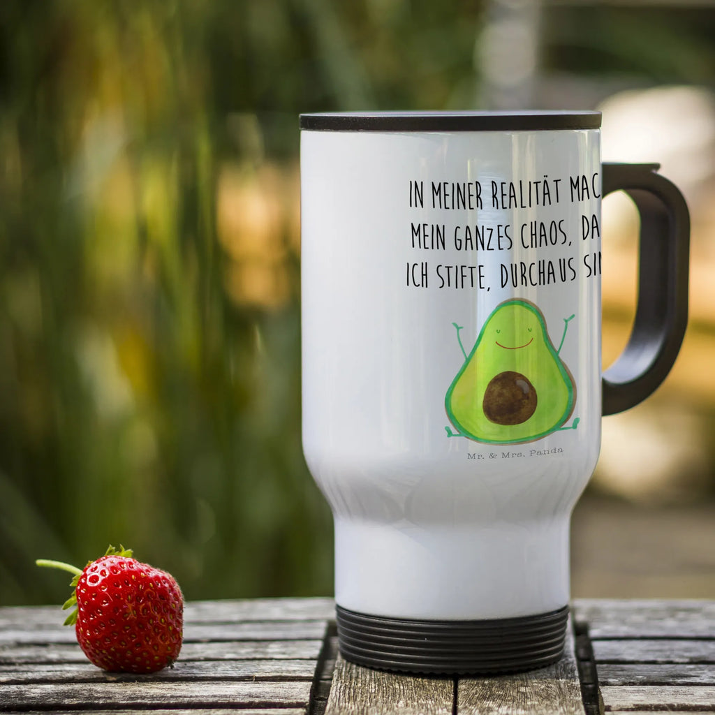 Thermobecher Avocado Happy Thermobecher, To Go Becher, Thermotasse, Kaffeebecher, Isolierbecher, Thermobecher To Go, Warmhaltetasse, Edelstahlbecher, Reisebecher, Tasse mit Deckel, Thermobecher für 400 ml, Kaffeetasse zum Mitnehmen, Tasse zum Mitnehmen, Spülmaschinenfest, Avocado, Veggie, Vegan, Gesund, Chaos