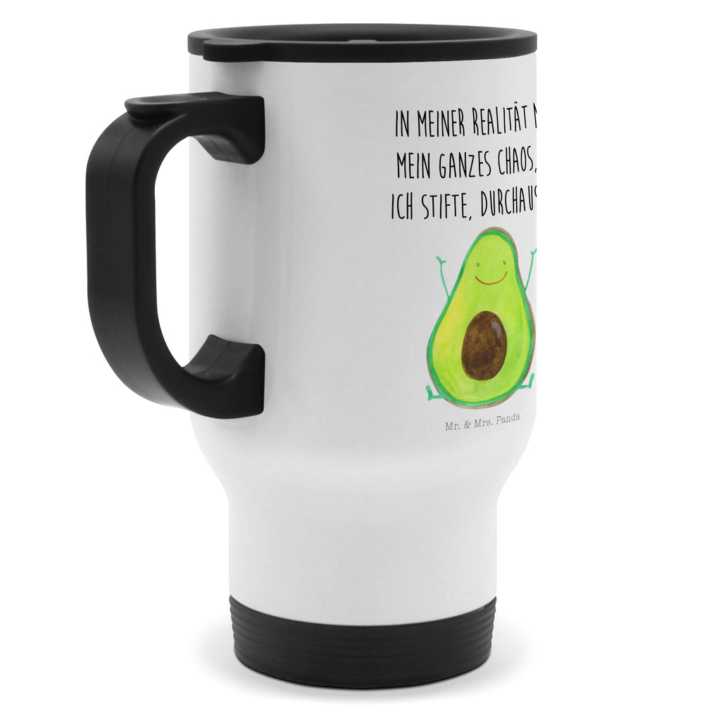 Thermobecher Avocado Happy Thermobecher, To Go Becher, Thermotasse, Kaffeebecher, Isolierbecher, Thermobecher To Go, Warmhaltetasse, Edelstahlbecher, Reisebecher, Tasse mit Deckel, Thermobecher für 400 ml, Kaffeetasse zum Mitnehmen, Tasse zum Mitnehmen, Spülmaschinenfest, Avocado, Veggie, Vegan, Gesund, Chaos